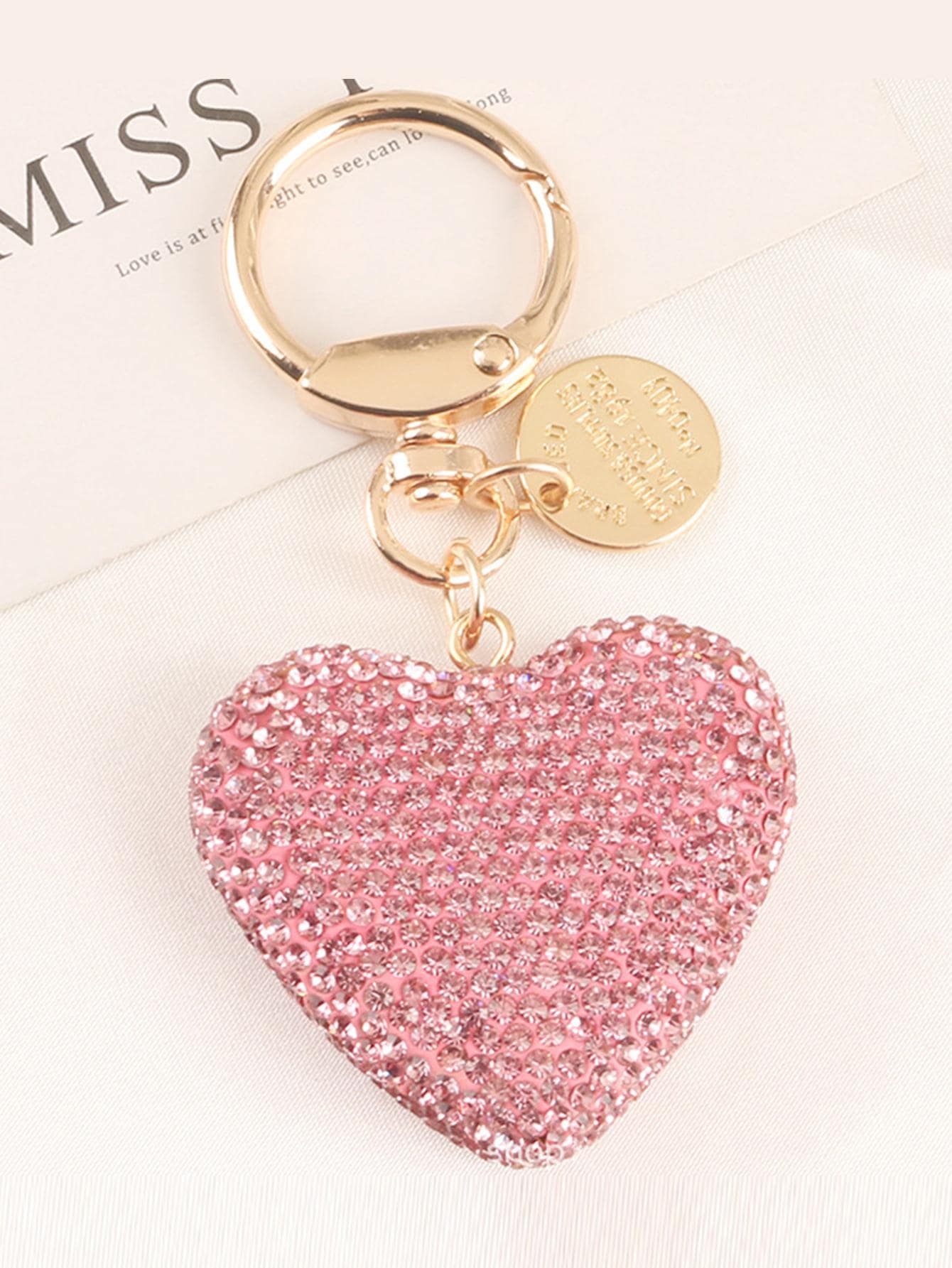 Rhinestone Heart Charm Keychain | SHEIN USA