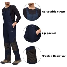 BenBoy Mens Snow Bibs Ski Pants Softshell Waterproof Insulated Ripstop Snowboarding Overalls Winter - 海軍藍 - 查看 5