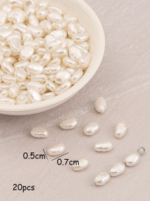 beadia 20入組小型abs材質假珍珠夾線珠,適用於珠寶製作和diy裝飾 - 白色 - 查看 3