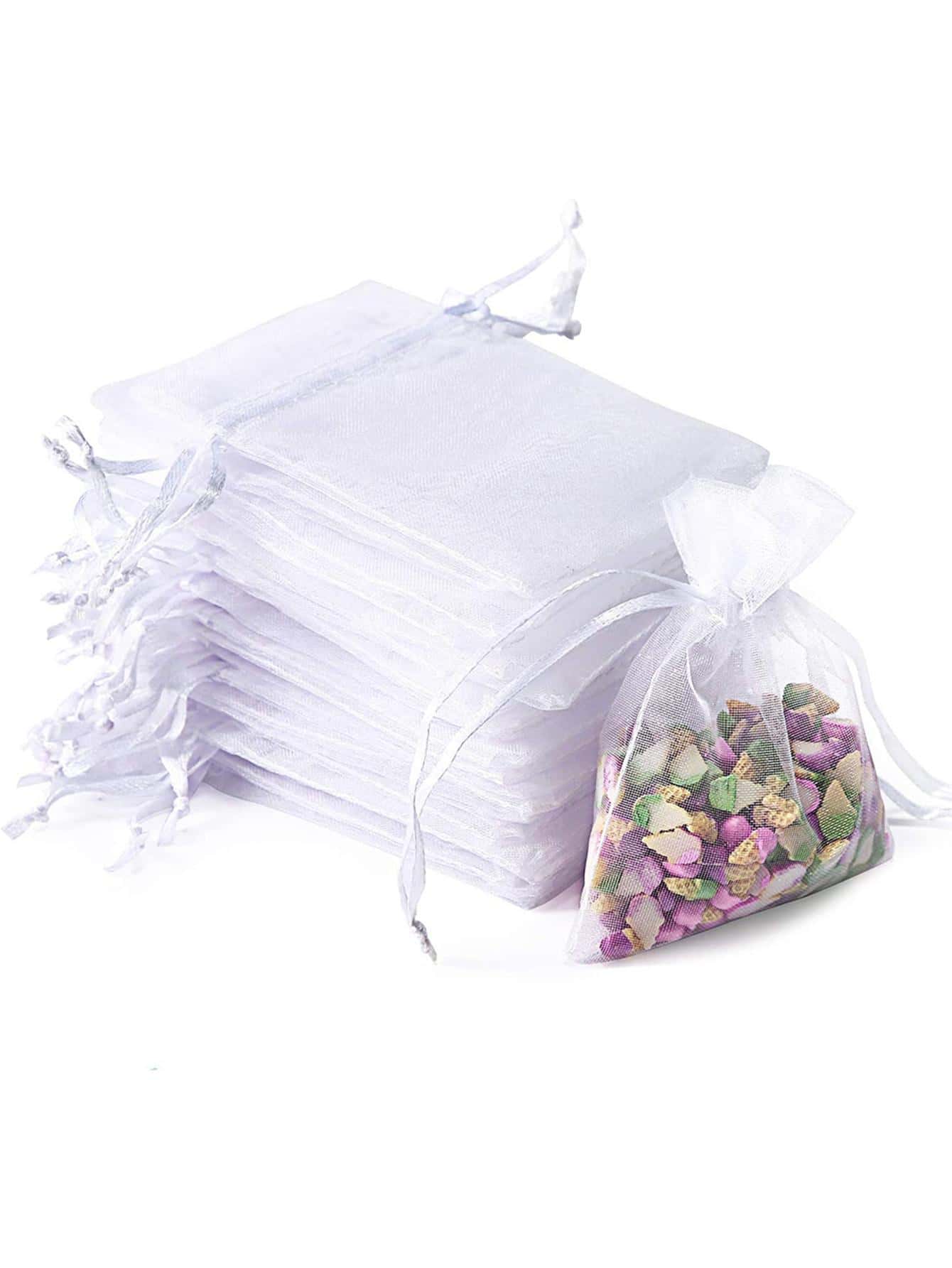 50pcs Plain Drawstring Gift Bag - White - View 1