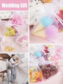 50pcs Plain Drawstring Gift Bag - White - View 4