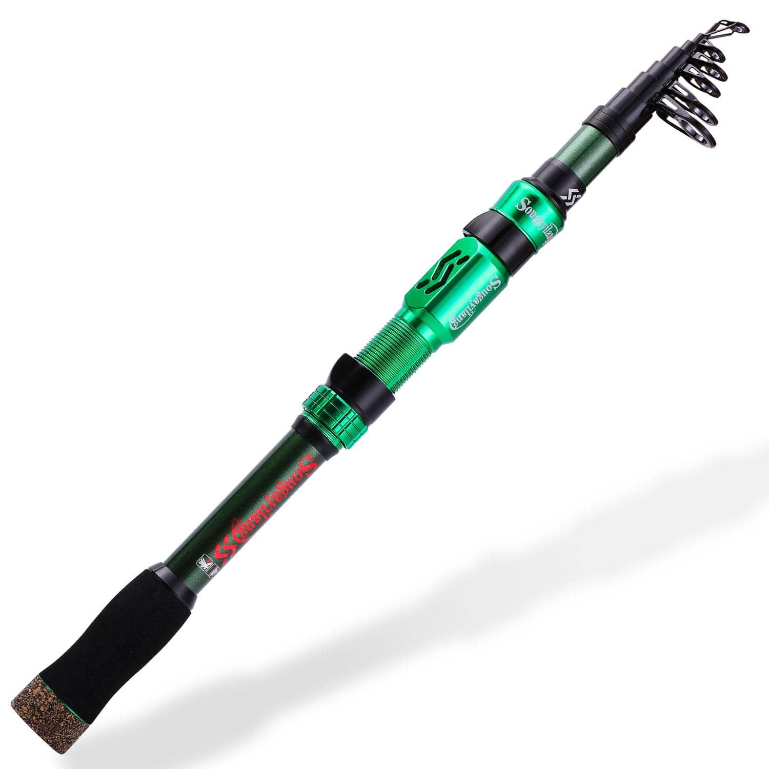 Sougayilang Fishing Rod Telescopic Fishing Rod Portable- 24 Ton Carbon Fiber,CNC Machined Reel Seat, Comfortable EVA Handle, Travel Fishing Pole for Bass Trout Fishing - 綠色 - 查看 1