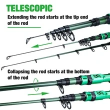 Sougayilang Fishing Rod Telescopic Fishing Rod Portable- 24 Ton Carbon Fiber,CNC Machined Reel Seat, Comfortable EVA Handle, Travel Fishing Pole for Bass Trout Fishing - 綠色 - 查看 8