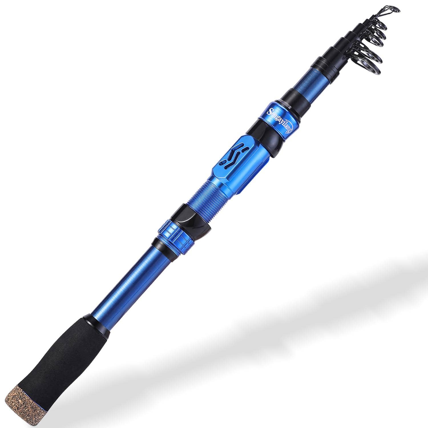 Sougayilang Fishing Rod Telescopic Fishing Rod Portable- 24 Ton Carbon Fiber,CNC Machined Reel Seat, Comfortable EVA Handle, Travel Fishing Pole for Bass Trout Fishing - 藍色 - 查看 1
