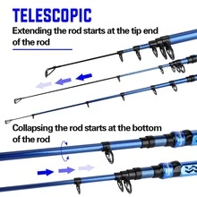 Sougayilang Fishing Rod Telescopic Fishing Rod Portable- 24 Ton Carbon Fiber,CNC Machined Reel Seat, Comfortable EVA Handle, Travel Fishing Pole for Bass Trout Fishing - 藍色 - 查看 8