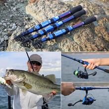 Sougayilang Fishing Rod Telescopic Fishing Rod Portable- 24 Ton Carbon Fiber,CNC Machined Reel Seat, Comfortable EVA Handle, Travel Fishing Pole for Bass Trout Fishing - 藍色 - 查看 10