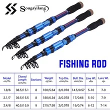 Sougayilang Fishing Rod Telescopic Fishing Rod Portable- 24 Ton Carbon Fiber,CNC Machined Reel Seat, Comfortable EVA Handle, Travel Fishing Pole for Bass Trout Fishing - 藍色 - 查看 4