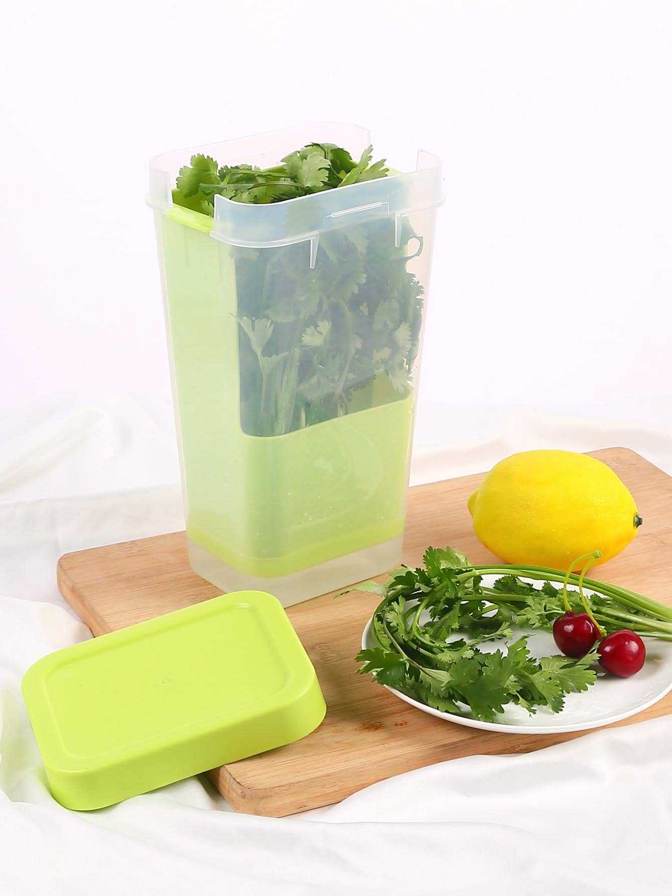 Hộp đựng thảo mộc cho tủ lạnh-1 cái Tủ lạnh lưu trữ nhà bếp Hộp đựng sản phẩm tươi Hộp đựng thảo mộc Hộp bảo quản sản phẩm tươi nhất - Herb Savor Pod Lá bạc hà hoặc Hộp đựng măng tây cho tủ lạnh - màu xanh lá - Xem 1