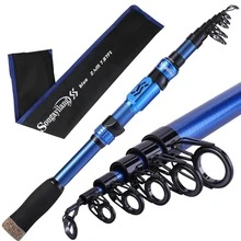 Sougayilang Fishing Rod Telescopic Fishing Rod Portable- 24 Ton Carbon Fiber,CNC Machined Reel Seat, Comfortable EVA Handle, Travel Fishing Pole for Bass Trout Fishing - 藍色 - 查看 2