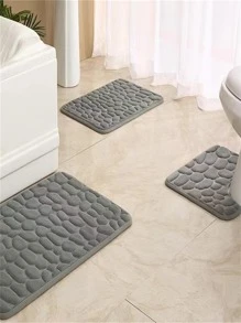 1 件石材浮雕图案浴室地毯浴室厨房装饰 - 灰色 - 查看 7