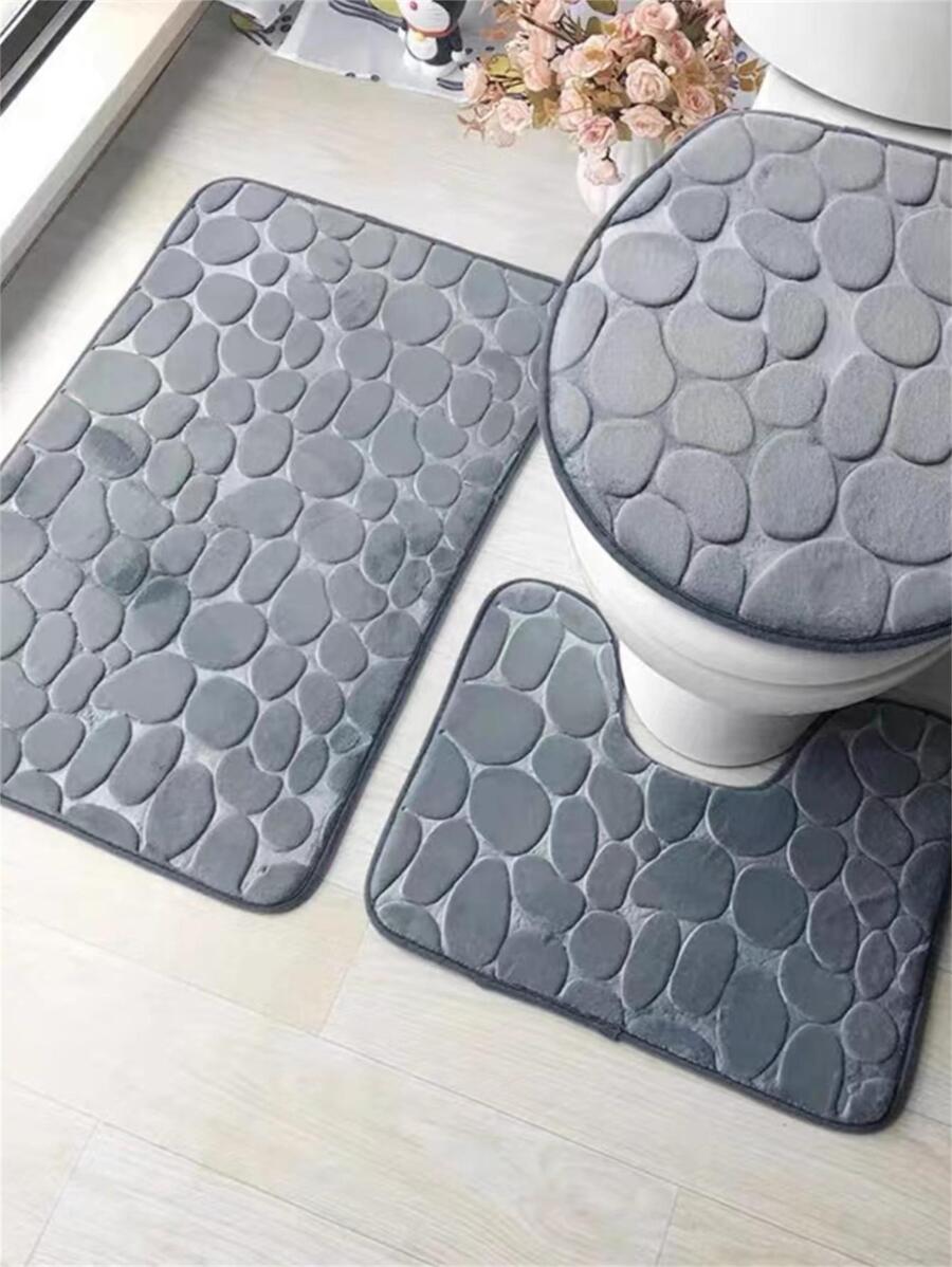 1 件石材浮雕图案浴室地毯浴室厨房装饰 - 灰色 - 查看 1