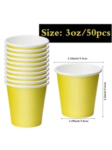 50 piezas/set Taza de papel desechable - Amarillo - Ver 2
