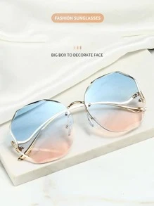 1 cặp kính thời trang nữ Ombre Lens Browline cho cuộc sống hàng ngày - Hoa hồng vàng - Xem 5