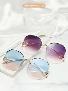 1 cặp kính thời trang nữ Ombre Lens Browline cho cuộc sống hàng ngày - Hoa hồng vàng - Xem 2