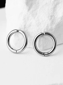 男士極簡耳夾不銹鋼銀 - 銀色 - 查看 2