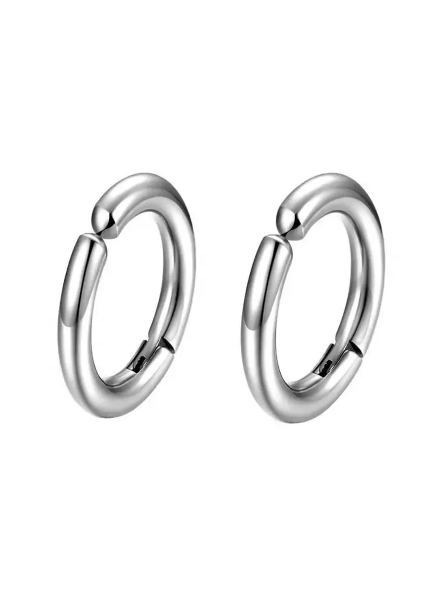 男士極簡耳夾不銹鋼銀 - 銀色 - 查看 1