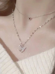 蝴蝶吊墜多層項鏈 - 蝴蝶型 - 查看 1