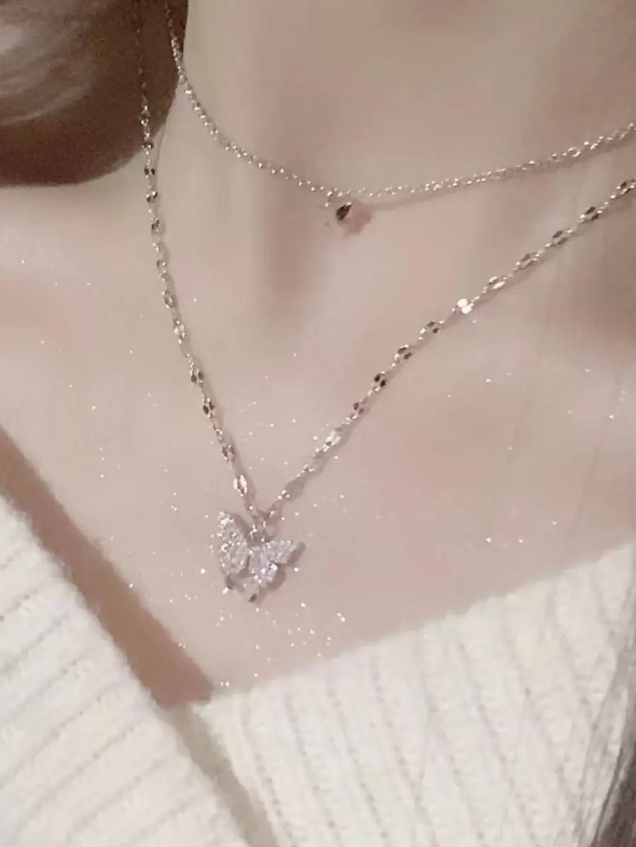 蝴蝶吊墜多層項鏈 - 蝴蝶型 - 查看 1