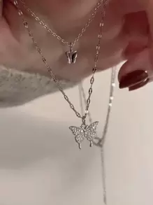 蝴蝶吊墜多層項鏈 - 蝴蝶型 - 查看 3