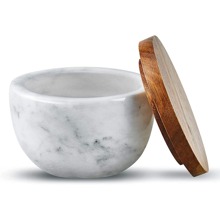 Large Salt Box Spice Seasonings Keeper Pepper Container,Marble Base with Wooden Cover,Salt Cellar Big Capacity Elegant Design (Dark Grey)…