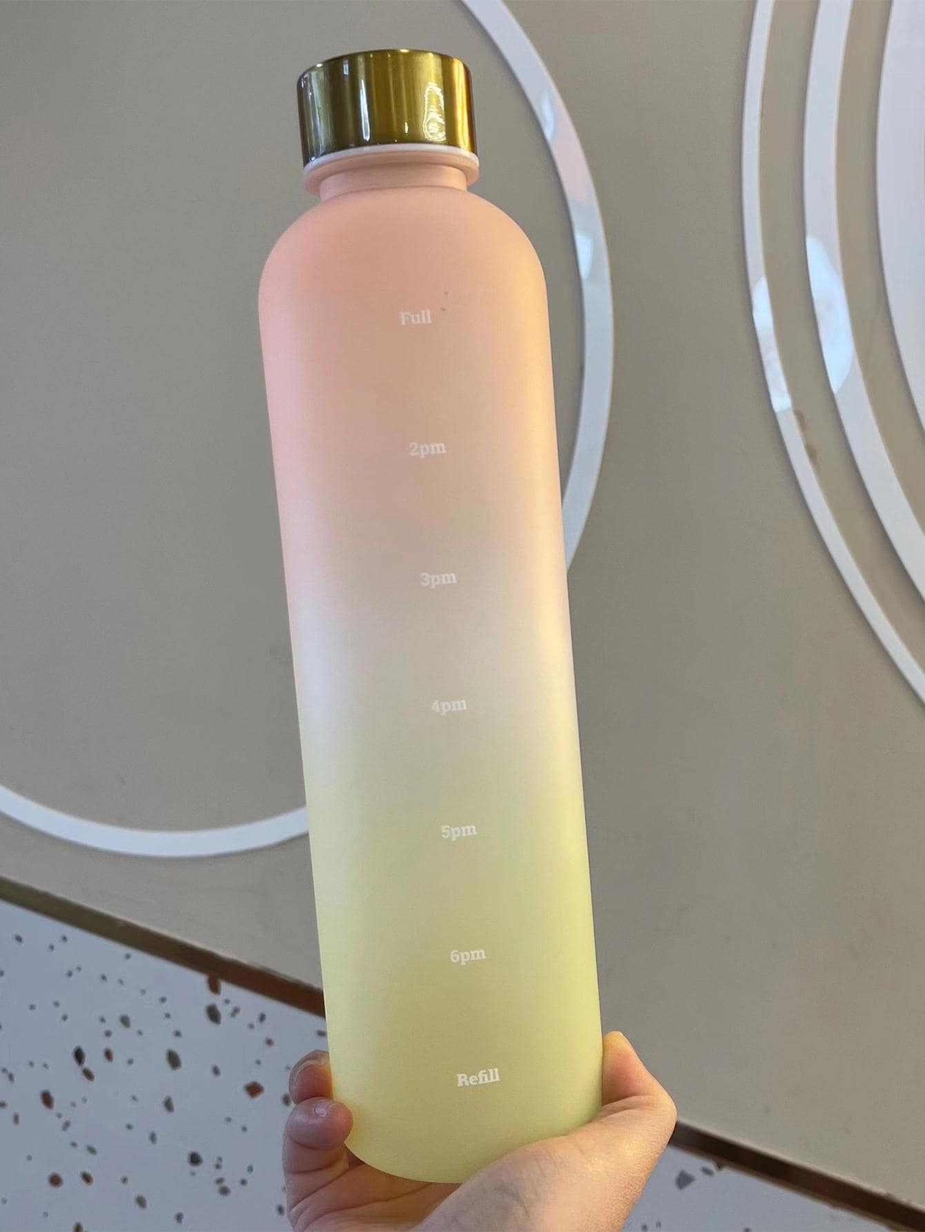 1pc 1000 ML Chai nước họa tiết chữ ombre - Màu vàng - Xem 1