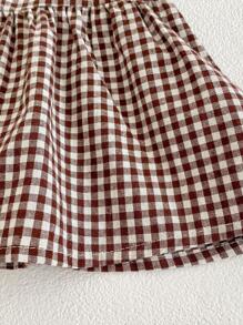 Baby Girl Summer Outfits 0-3Y Classic Plaid Cap Sleeve Top And Shorts Set Baby Clothing