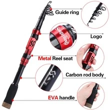 Sougayilang Fishing Rod Telescopic Fishing Rod Portable- 24 Ton Carbon Fiber,CNC Machined Reel Seat, Comfortable EVA Handle, Travel Fishing Pole for Bass Trout Fishing - 紅色 - 查看 6