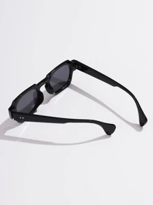 1 件不对称方形阔腿铆钉复古嘻哈休闲街头风格百搭户外名人时尚男士时尚眼镜沙滩配饰眼镜遮阳镜适合夏季海滩度假、户外、旅行 - 黑色 - 查看 3