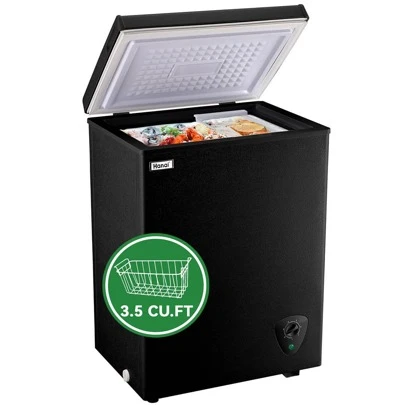  Chest Freezer Small Deep Freezers WANAI 3.8 Cubic Feet Mini Freezer White Free-Standing Top Door Freezer Removable Storage Basket Compact 7 Temperature Control For Office Dorm Or Apartment