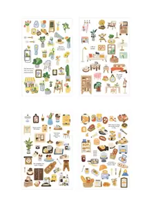 1/4 件自粘贴纸小日常系列创意 Ins 笔记本装饰材料贴纸 - 适用于剪贴簿、DIY 装饰、计划器、手提箱、日记本、笔记本、相册、笔记本电脑、手机壳和工艺品贴纸剪贴簿用品剪贴簿 - 彩色 - 查看 4