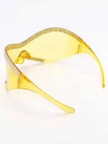 1 chiếc kính thời trang cỡ lớn đính đá trang trí hình bụng theo phong cách Y2k - Màu vàng - Xem 5