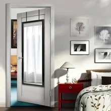 Full Length Door Mirror, Rectangle Sleek Frame Space Saving Door Hanging Mirror, Wall Mounted Mirror, 18"X51" - Black - View 3