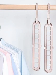 1pc Plain Plastic Hanger Organizer Rack - Pink - View 2