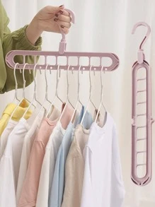 1pc Plain Plastic Hanger Organizer Rack - Pink - View 1