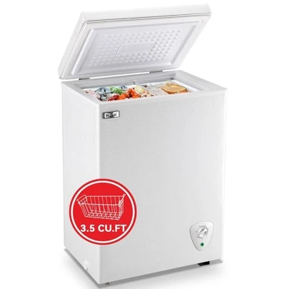  Chest Freezer Small Deep Freezers WANAI 3.8 Cubic Feet Mini Freezer White Free-Standing Top Door Freezer Removable Storage Basket Compact 7 Temperature Control For Office Dorm Or Apartment