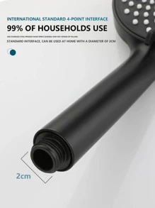1pc ABS Showerhead, Minimalist Square Handheld Shower Sprinkler For Bathroom - Black - View 3