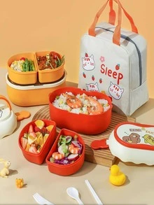 LONCHERA CON  CUBIERTOS 3 Color  JC-011 - Negro - Ver 4