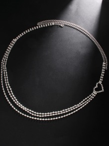 Chuỗi thắt lưng đính đá hình trái tim Y2K dự tiệc - Chuỗi du lịch bãi biển cho nữ ngày lễ tình nhân Halloween, ngày lễ tình nhân mùa hè, mùa thu, mùa lễ Halloween - Bạc - Xem 2
