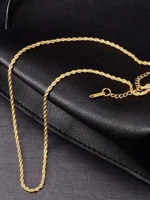 Minimalist Twist Chain Necklace - Yellow Gold - View 2