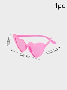 1pc Heart Design Party Glasses For Summer Beach Vacation,Outdoor,Travel - Pink - View 3