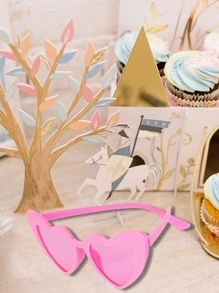 1pc Heart Design Party Glasses For Summer Beach Vacation,Outdoor,Travel - Pink - View 2