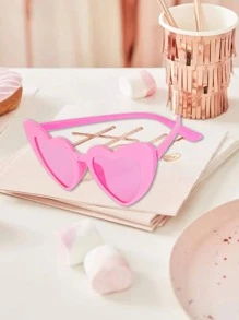 1pc Heart Design Party Glasses For Summer Beach Vacation,Outdoor,Travel - Pink - View 1