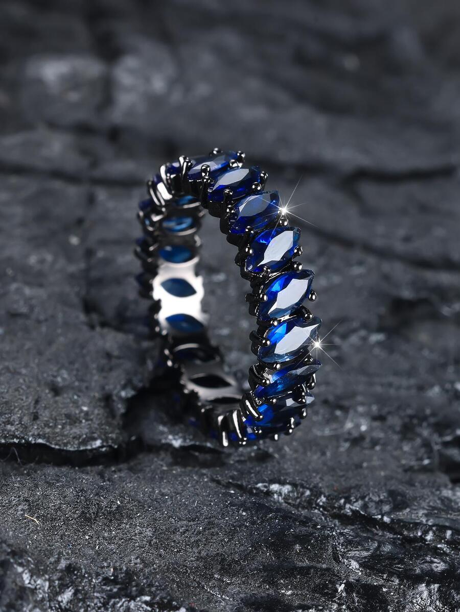 Vanel 水鑽裝飾戒指 - 寶藍色 - 查看 1