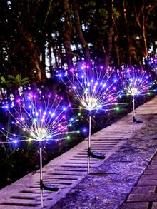 1 件铜太阳能草坪灯，现代主义太阳能花园路径灯，户外花园照明，适用于路径、庭院、露台 - 彩色 - 查看 2