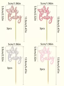 12 chiếc đồ trang trí bánh hình con bướm và chữ BABY, Giáng sinh - Nhiều màu - Xem 4