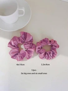 12 dây buộc tóc thời trang cho nữ trơn màu dùng để trang trí tóc, dây buộc tóc buộc đuôi ngựa thông thường, dây thun buộc tóc - Nhiều màu - Xem 5