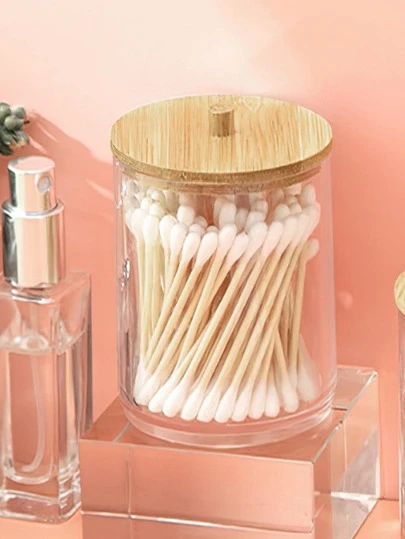 1入組亞克力水晶圓形q彈棉簽盒收納盒