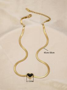 MONALLY 1件奢华优雅精致锁骨链不锈钢心形吊坠项链，百搭女士礼物，适合约会、情人节、母亲节等场合。 - 金黃色 - 查看 4