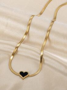 MONALLY 1件奢华优雅精致锁骨链不锈钢心形吊坠项链，百搭女士礼物，适合约会、情人节、母亲节等场合。 - 金黃色 - 查看 1