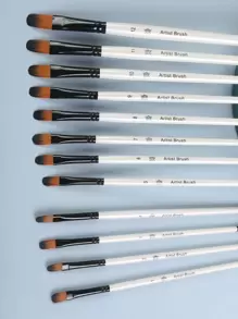 opeth 12pcs Half Round Head Drawing Brush Set, Simple Wood Painting Brush Set For Student Back To School,Back To School,School Supplies - Multicolor - View 3